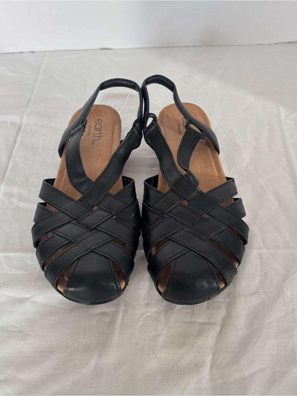 Earth Origins Black Woven Slingback Sandals Size 9.5